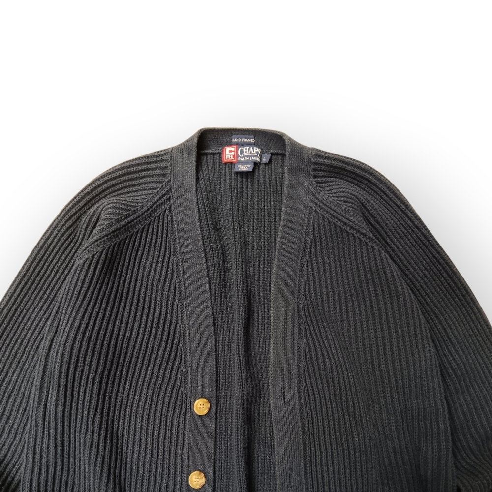 Ralph Lauren Chaps Y2k Men's Navy Cardigan Sweater - L - Picture 2 of 3